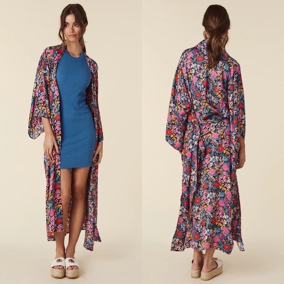 Nwt Spell & The Gypsy X Revolve Last Drinks Floral Maxi Robe M/L - Picture 2 of 7